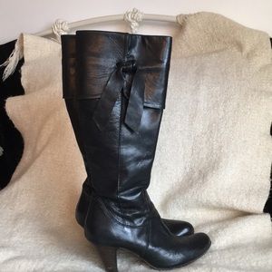 Vera cuoio boots 3 inch heel black leather Sz 8